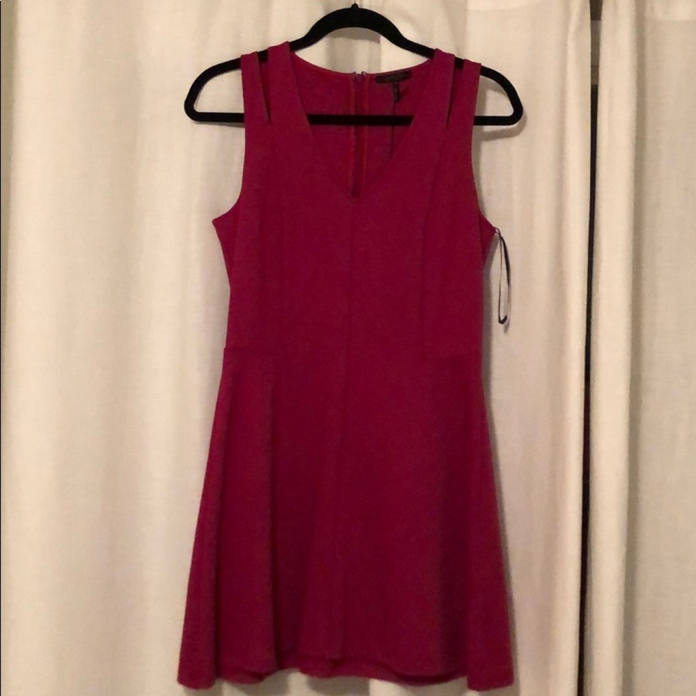 Dark pink Bobi Mini Dress with fit and flare skirt